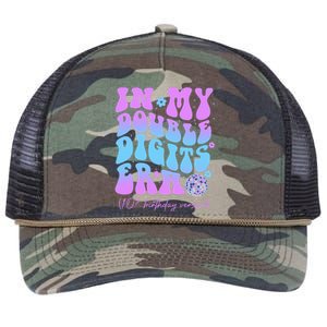 Groovy 10th Birthday In My Double Digits Era Retro Rope Trucker Hat Cap