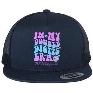 Groovy 10th Birthday In My Double Digits Era Flat Bill Trucker Hat