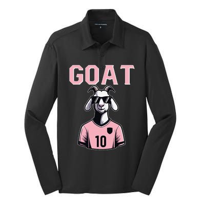 Goat 10 Cute Funny Soccer Silk Touch Performance Long Sleeve Polo