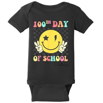 Groovy 100th Day Of School Vibes Cute 100 Days Of School Baby Bodysuit