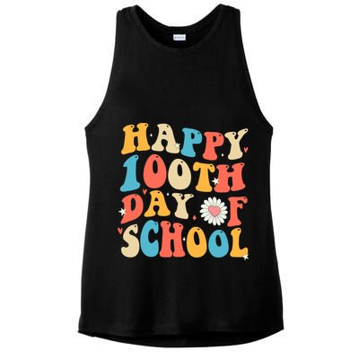 Groovy 100th Day Of School Teachers Happy 100 Days Ladies PosiCharge Tri-Blend Wicking Tank