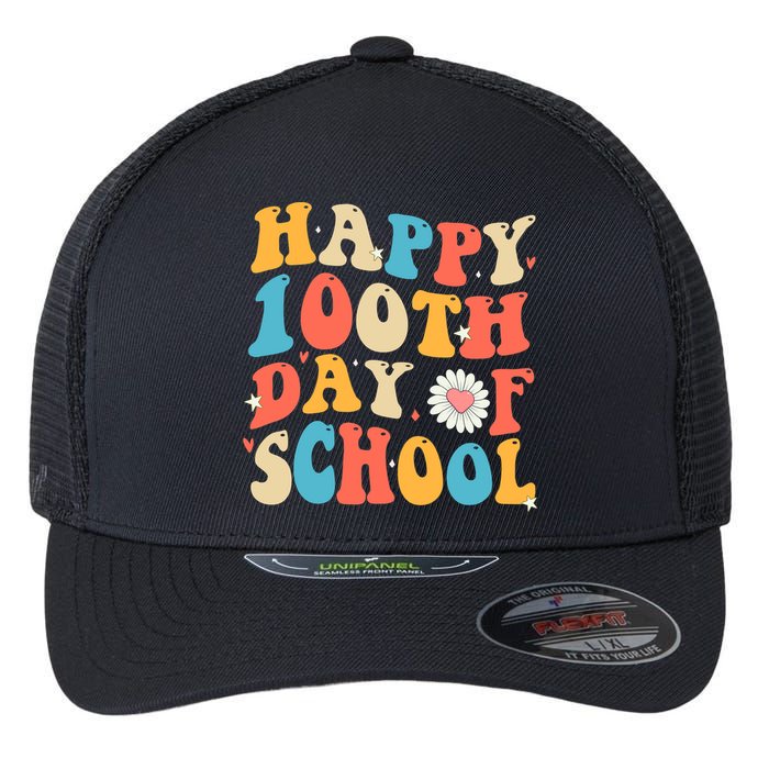 Groovy 100th Day Of School Teachers Happy 100 Days Flexfit Unipanel Trucker Cap