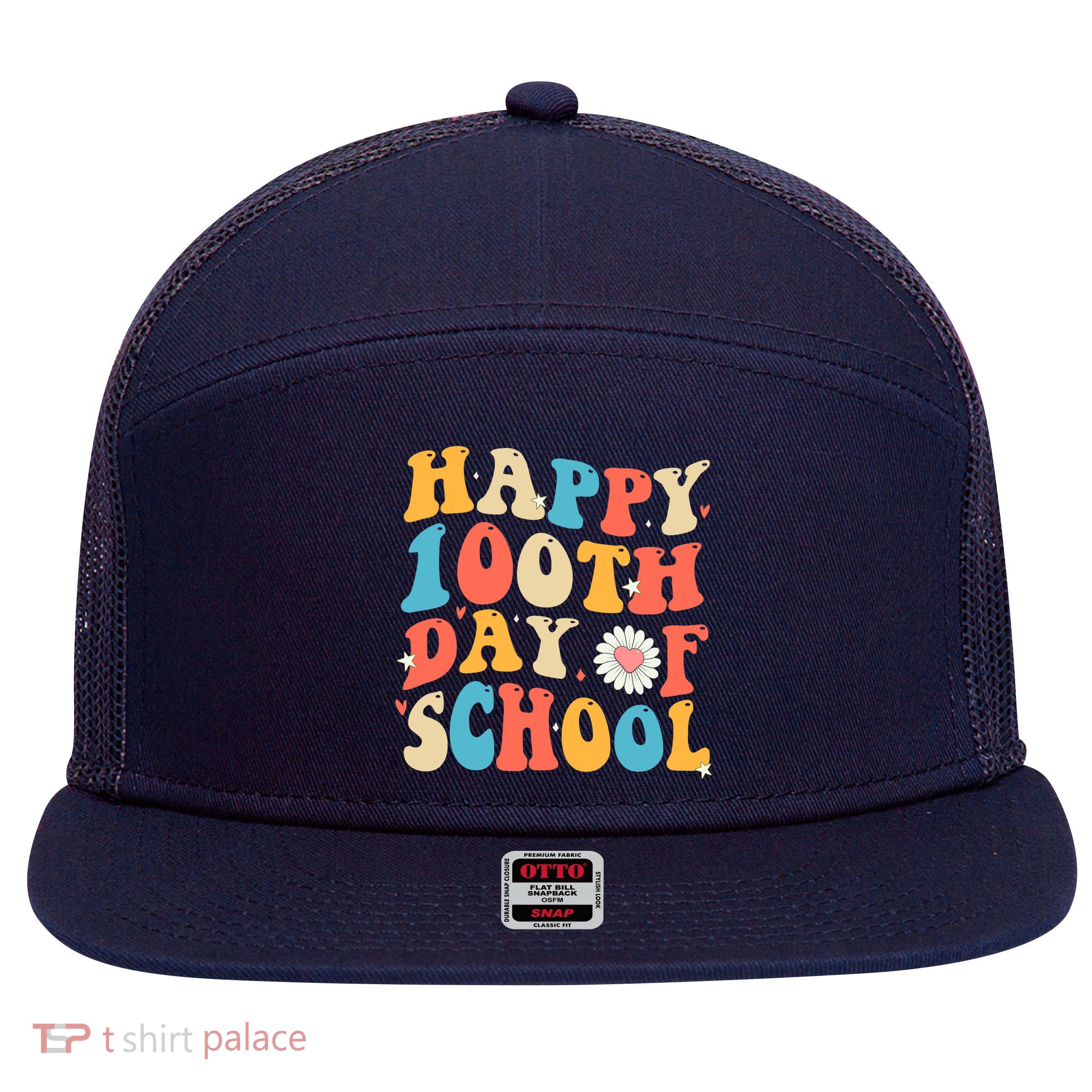 Groovy 100th Day Of School Teachers Happy 100 Days 7 Panel Mesh Trucker Snapback Hat