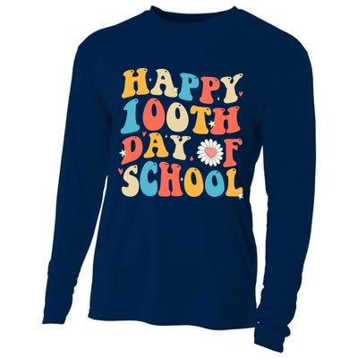 Groovy 100th Day Of School Teachers Happy 100 Days Cooling Performance Long Sleeve Crew