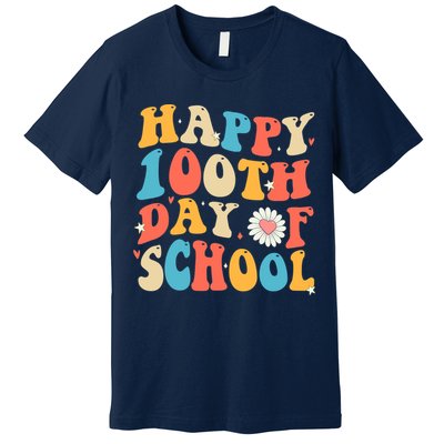 Groovy 100th Day Of School Teachers Happy 100 Days Premium T-Shirt