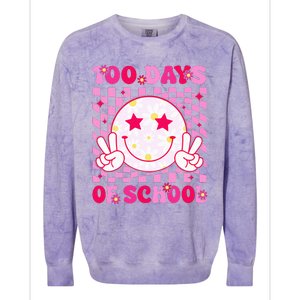 Groovy 100 Days Of School Pink Smile Face Colorblast Crewneck Sweatshirt