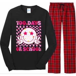 Groovy 100 Days Of School Pink Smile Face Long Sleeve Pajama Set