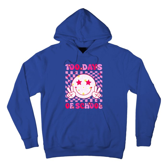 Groovy 100 Days Of School Pink Smile Face Hoodie