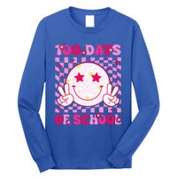 Groovy 100 Days Of School Pink Smile Face Long Sleeve Shirt