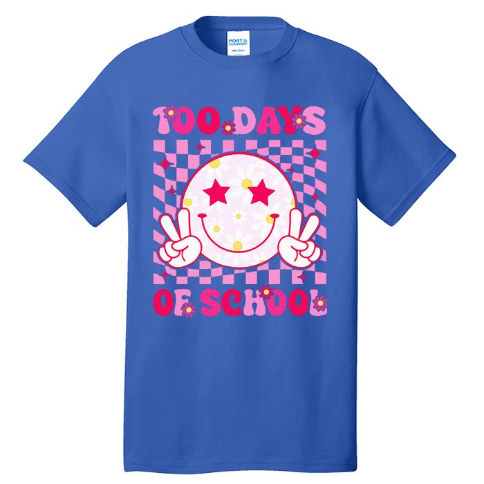 Groovy 100 Days Of School Pink Smile Face Tall T-Shirt