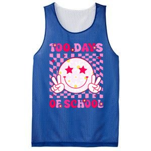 Groovy 100 Days Of School Pink Smile Face Mesh Reversible Basketball Jersey Tank