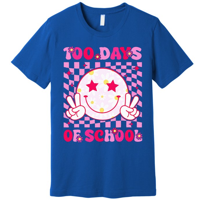 Groovy 100 Days Of School Pink Smile Face Premium T-Shirt