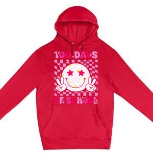 Groovy 100 Days Of School Pink Smile Face Premium Pullover Hoodie