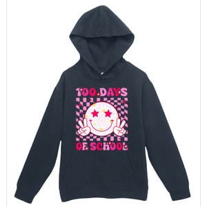 Groovy 100 Days Of School Pink Smile Face Urban Pullover Hoodie