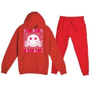 Groovy 100 Days Of School Pink Smile Face Premium Hooded Sweatsuit Set