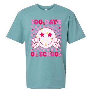 Groovy 100 Days Of School Pink Smile Face Sueded Cloud Jersey T-Shirt