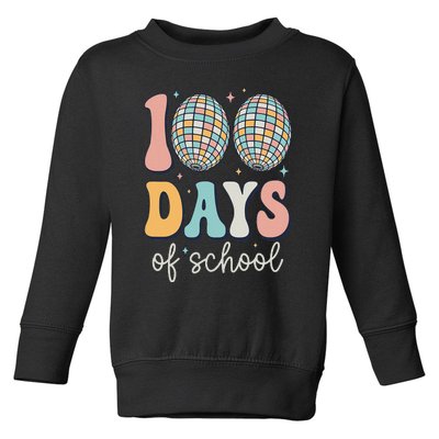 Groovy 100 Days Of School Retro Disco 100th Day Teacher Toddler Sweatshirt