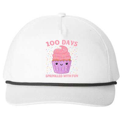 Girl 100th Day Of School 100 Days Sprinkled With Fun Cupcake Gift Snapback Five-Panel Rope Hat