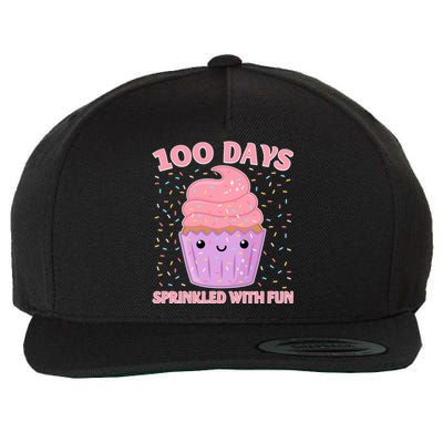 Girl 100th Day Of School 100 Days Sprinkled With Fun Cupcake Gift Wool Snapback Cap