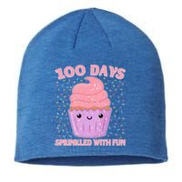 Girl 100th Day Of School 100 Days Sprinkled With Fun Cupcake Gift Sustainable Beanie