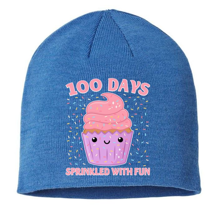 Girl 100th Day Of School 100 Days Sprinkled With Fun Cupcake Gift Sustainable Beanie