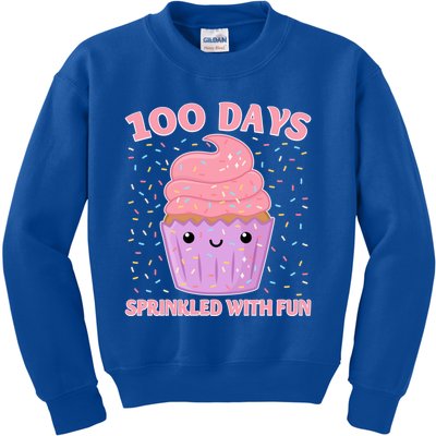 Girl 100th Day Of School 100 Days Sprinkled With Fun Cupcake Gift Kids Sweatshirt