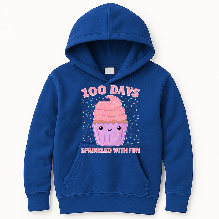 Girl 100th Day Of School 100 Days Sprinkled With Fun Cupcake Gift Kids Hoodie