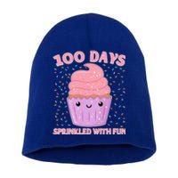 Girl 100th Day Of School 100 Days Sprinkled With Fun Cupcake Gift Short Acrylic Beanie