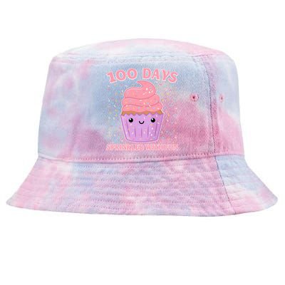 Girl 100th Day Of School 100 Days Sprinkled With Fun Cupcake Gift Tie-Dyed Bucket Hat