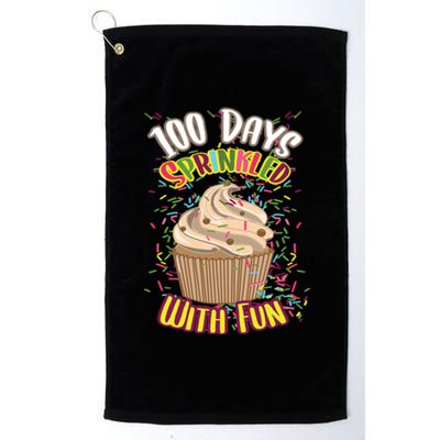 Girls 100 Days Sprinkled With Fun Cupcake 100th School Day Great Gift Platinum Collection Golf Towel