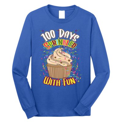 Girls 100 Days Sprinkled With Fun Cupcake 100th School Day Great Gift Long Sleeve Shirt