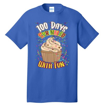 Girls 100 Days Sprinkled With Fun Cupcake 100th School Day Great Gift Tall T-Shirt