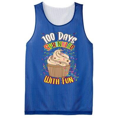 Girls 100 Days Sprinkled With Fun Cupcake 100th School Day Great Gift Mesh Reversible Basketball Jersey Tank