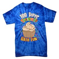 Girls 100 Days Sprinkled With Fun Cupcake 100th School Day Great Gift Tie-Dye T-Shirt