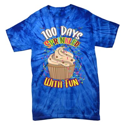 Girls 100 Days Sprinkled With Fun Cupcake 100th School Day Great Gift Tie-Dye T-Shirt