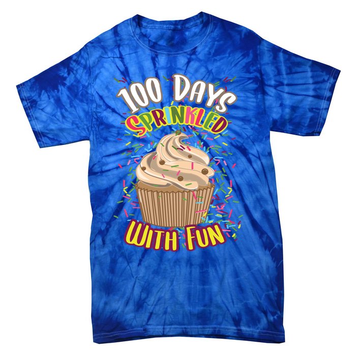 Girls 100 Days Sprinkled With Fun Cupcake 100th School Day Great Gift Tie-Dye T-Shirt