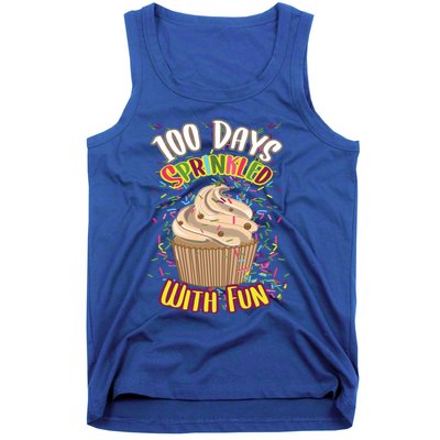 Girls 100 Days Sprinkled With Fun Cupcake 100th School Day Great Gift Tank Top