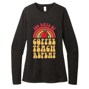 Groovy 100 Days Of Coffee Teach Repeat Retro Gift Womens CVC Long Sleeve Shirt