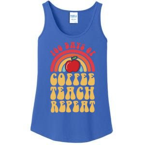 Groovy 100 Days Of Coffee Teach Repeat Retro Gift Ladies Essential Tank