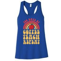 Groovy 100 Days Of Coffee Teach Repeat Retro Gift Women's Racerback Tank