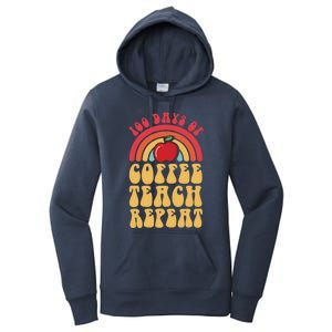 Groovy 100 Days Of Coffee Teach Repeat Retro Gift Women's Pullover Hoodie