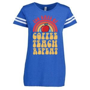 Groovy 100 Days Of Coffee Teach Repeat Retro Gift Enza Ladies Jersey Football T-Shirt