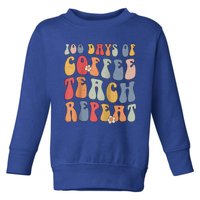 Groovy 100 Days Of Coffee Teach Repeat Retro Cool Gift Toddler Sweatshirt