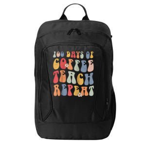 Groovy 100 Days Of Coffee Teach Repeat Retro Cute Gift City Backpack