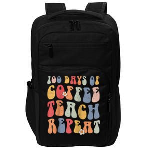 Groovy 100 Days Of Coffee Teach Repeat Retro Cute Gift Impact Tech Backpack