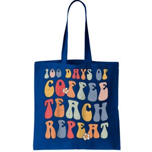 Groovy 100 Days Of Coffee Teach Repeat Retro Cute Gift Tote Bag