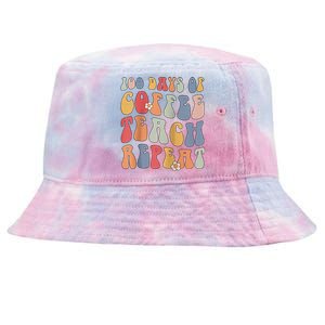 Groovy 100 Days Of Coffee Teach Repeat Retro Cute Gift Tie-Dyed Bucket Hat