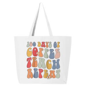 Groovy 100 Days Of Coffee Teach Repeat Retro Cute Gift 25L Jumbo Tote