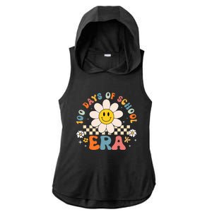 Groovy 100 Days Of School Era Flower 100th Day Teachers Ladies PosiCharge Tri-Blend Wicking Draft Hoodie Tank