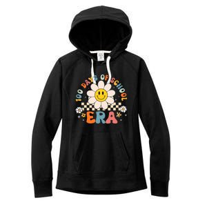 Groovy 100 Days Of School Era Flower 100th Day Teachers Women's Fleece Hoodie